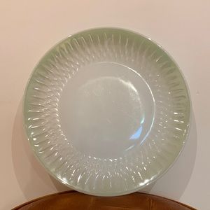 Vintage milk glass shimmery green dinner plate